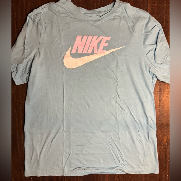 Nike Light Gray Tee with Pink Logo - Picture 1 of 7